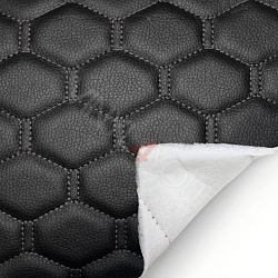 Экокожа стеганая Орегон Соты Черная с Черной строчкой